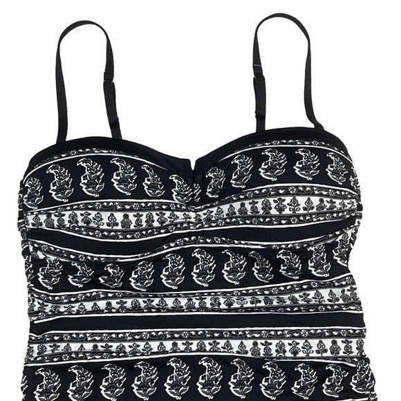 TOMMY BAHAMA BANDEAU STYLE SHIRRED TANKINI LOOK SWIMDRESS ONE PIECE SWIMSUIT - Picture 3 of 15